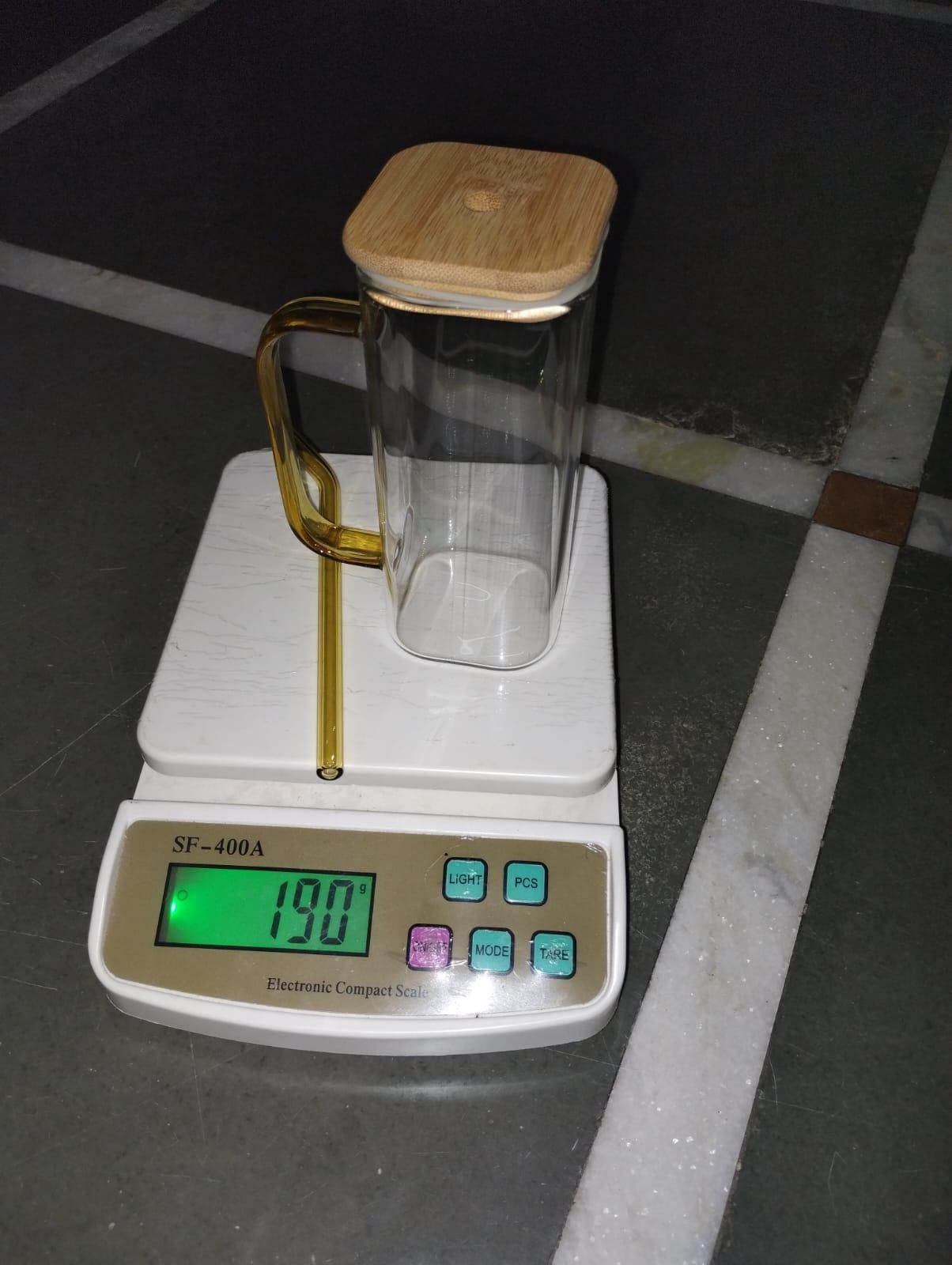 Square Glass Wood Cap With Straw (Pack of 1)