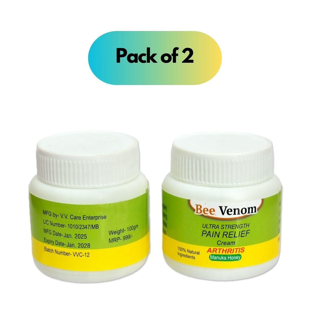 Bee Venom Ultra Strength Pain Relief Cream 100gram (Pack of 2)
