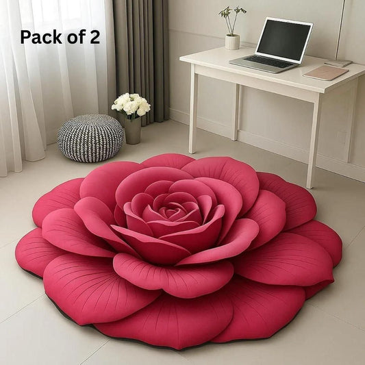3D Flower Design Floor Mat, Quick Dry Non Slip (Pack of 2)
