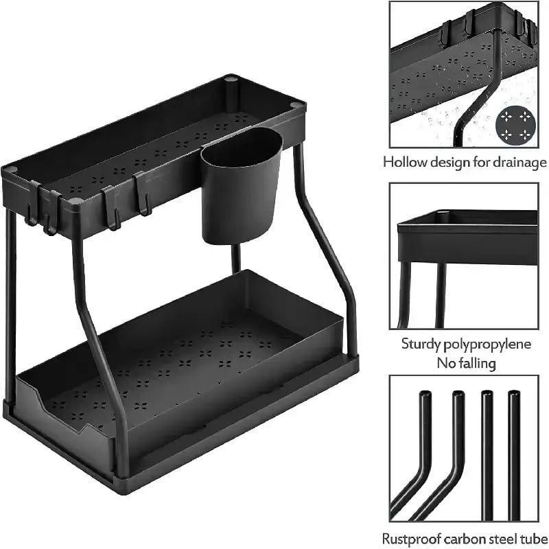 2 Tier L Shape Sliding Under Sink Organizer