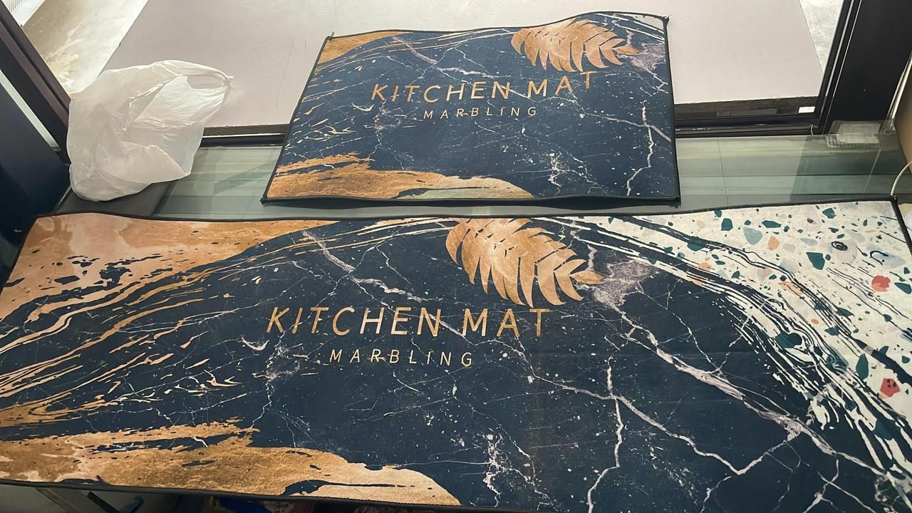 Rubber Floor Mat with Runner Geometric Pattern (Design As per Availibility)