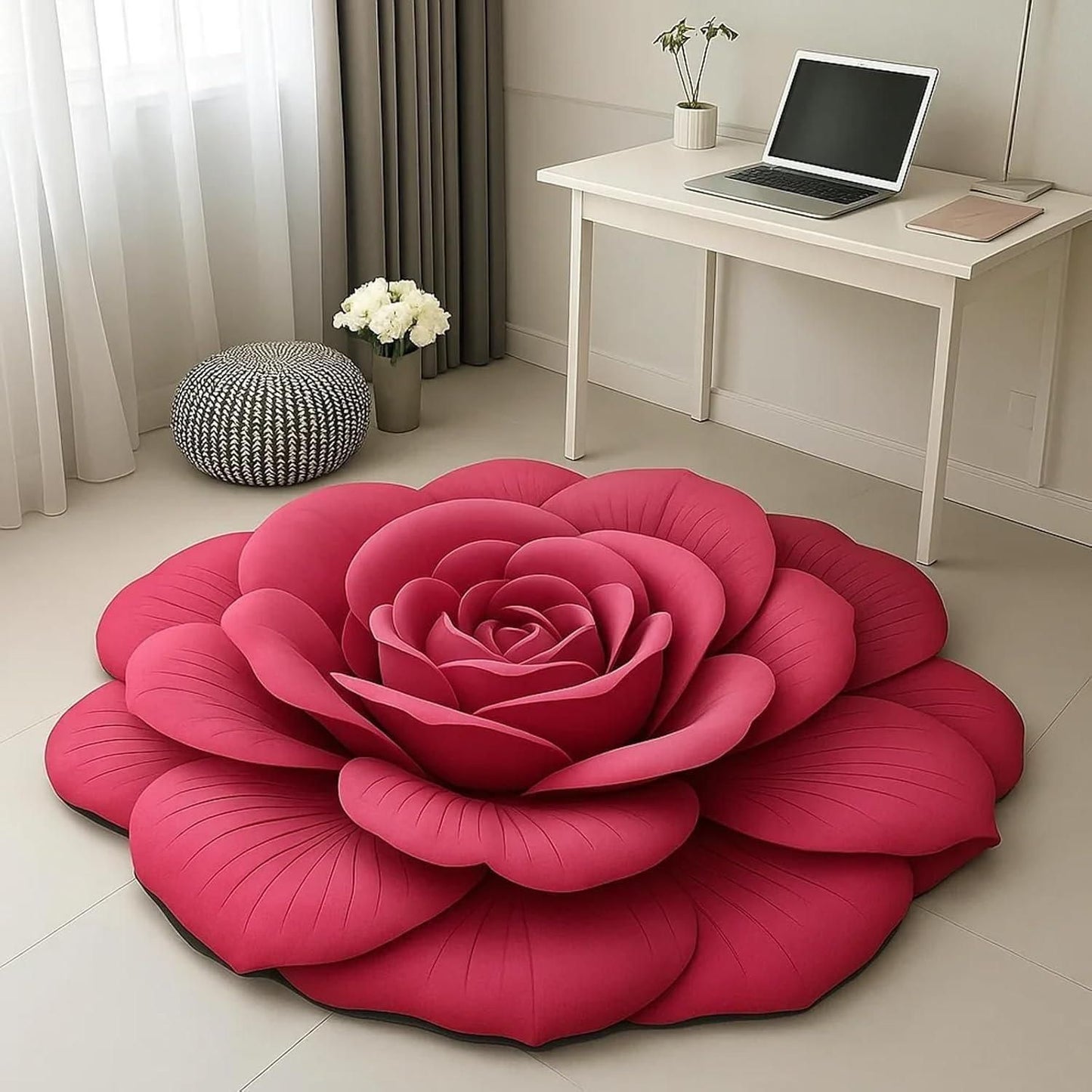 3D Flower Design Floor Mat, Quick Dry Non Slip