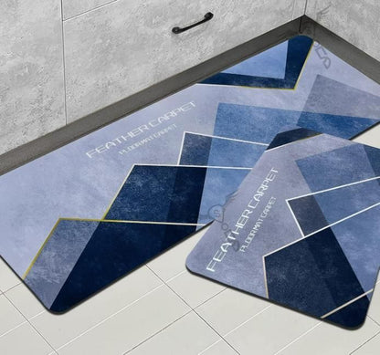 Rubber Floor Mat with Runner Geometric Pattern (Design As per Availibility)