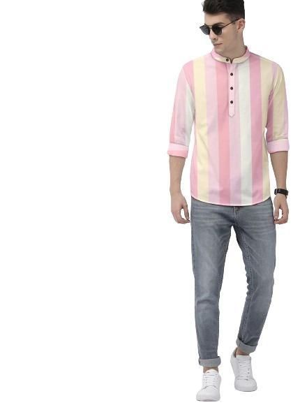 Men's Color Block Spread Collar Casual Shirt