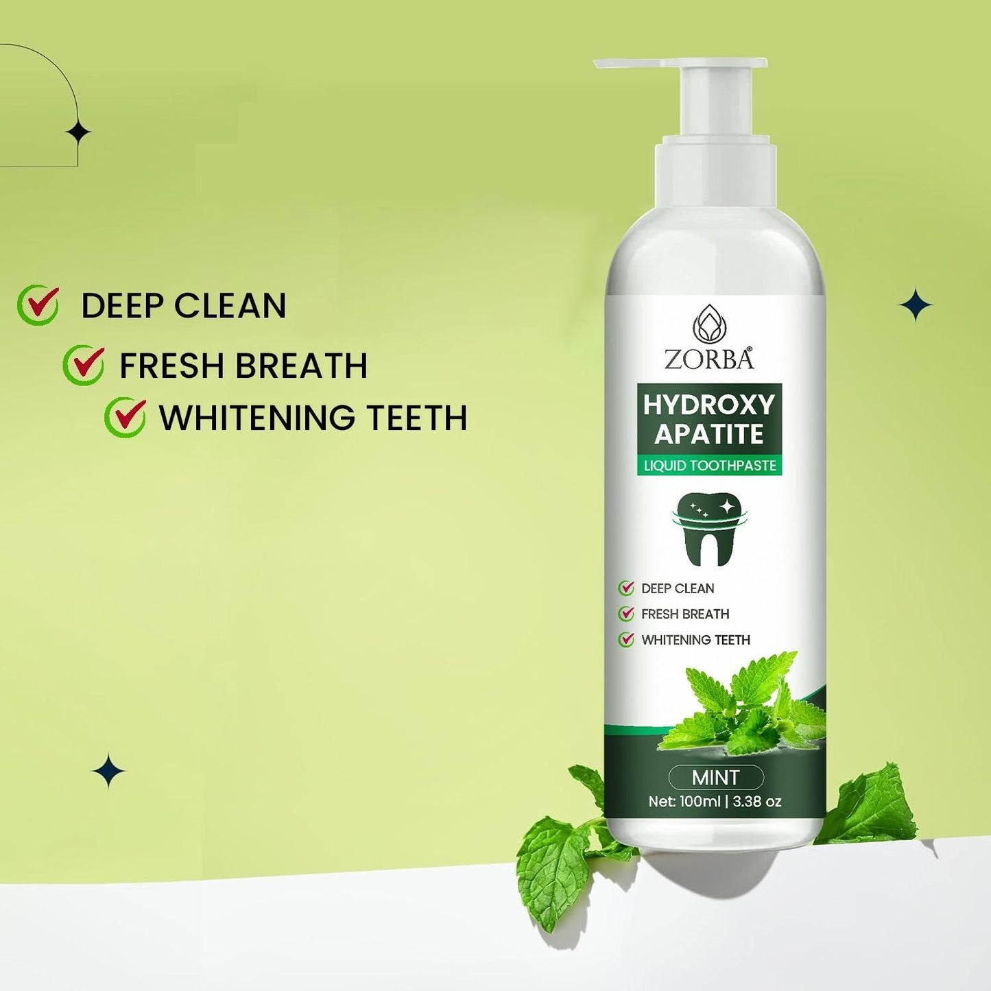 ZORBA Hydroxy Apatite Liquid Toothpaste 200ml Pack of 2