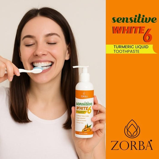 Zorba Sensitive White 6 Turmeric Liquid Toothpaste 100ML (Pack of 2)