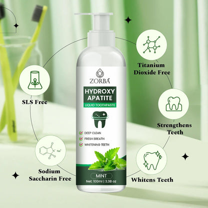 ZORBA Hydroxy Apatite Liquid Toothpaste 200ml Pack of 2